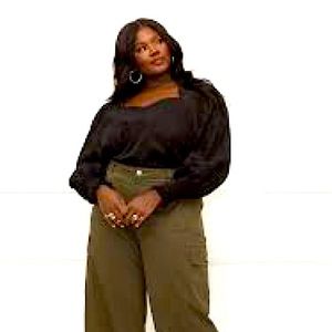 Women's Plus Size Eyelet Puff Sleeve Top from ELOQUII Elements